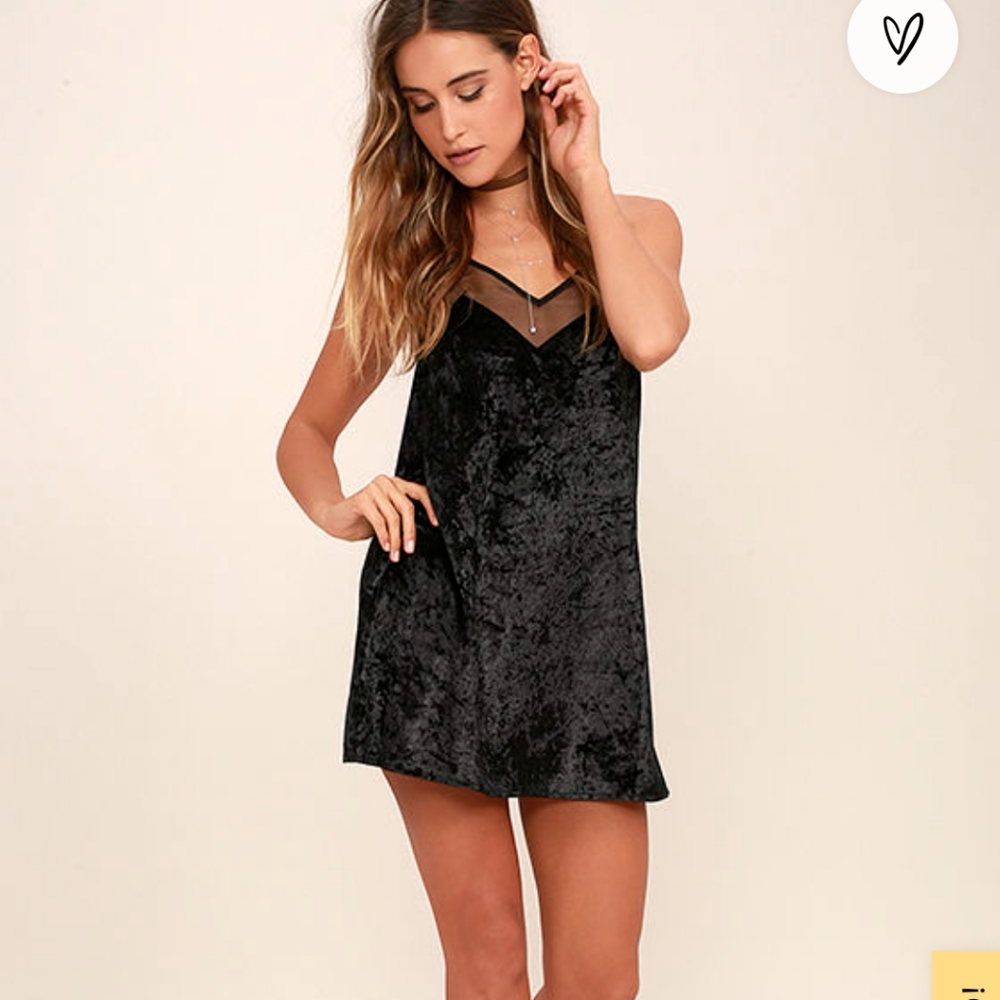 Lulu's Mon Chaton Black Velvet Slip Dress